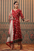 Women Maroon Floral Printed Sequinned Kurta Set